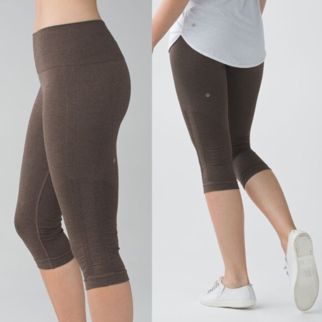 Lululemon Brown Seamless Mid Rise In The Flow Crop